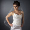 Single Layer Fingertip Length Cut Edge with Floral Vine Embroidery, Bugle Beads & Sequins Bridal Wedding Veil 2537 1F