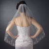 Single Layer Fingertip Length Cut Edge with Floral Embroidery, Pearls, Bugle Beads & Sequins Bridal Wedding Veil 2544 1F