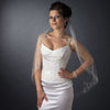 Single Layer Fingertip Length Cut Edge with Floral Embroidery, Pearls, Bugle Beads & Sequins Bridal Wedding Veil 2544 1F