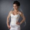 Single Layer Fingertip Length Cut Edge with Floral Embroidery with Bugle Beads & Sequins Bridal Wedding Veil 2548 1F