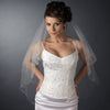 Double Layer Fingertip Length Scalloped Cut Edge with Silver Stitching & Rhinestones Bridal Wedding Veil 2554 F