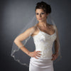 Single Layer Fingertip Length Cut Edge with Floral Embroidery, Rhinestones, Bugle Beads & Sequins Bridal Wedding Veil 2582 1F