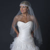 Single Layer Waltz Length Beaded Cut Edge Victorian Style Bridal Wedding Headband Bridal Wedding Veil 2658