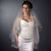 Bridal Wedding Veil 2953 White Silver - Embroidered Edge Fingertip Waltz (36" x 41)