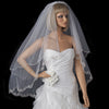 Bridal Wedding Veil 2953 White Silver - Embroidered Edge Fingertip Waltz (36" x 41)