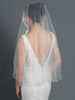 Single Layer Fingertip Bridal Wedding Veil w/ Floral Lace Accent w/ Beaded & Sequin Accent V 2968 1F