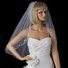 Single Layer Elbow Length Scalloped Edge with Silver Stitching & Sequins Bridal Wedding Veil 3156 1E