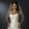 Single Layer Elbow Length Bridal Wedding Veil with Decadent Flower Accents & Beaded Edge 3379