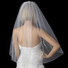 Single Layer Elbow Length Bridal Wedding Veil with Decadent Flower Accents & Beaded Edge 3379