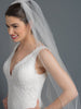 Single Layer Bridal Wedding Cathedral Veil Accented w/ Rum Pink Embroidered Lace & Rhinestones V 3481 1C