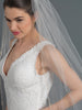 Single Layer Bridal Wedding Cathedral Veil Accented w/ Silver/Gold Embroidered Lace & Rhinestones & Bugle Beads V 3507 1C
