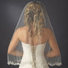 Single Layer Fingertip Length Scalloped Embroidered Edge with Bugle Beads Bridal Wedding Veil 3936 1F