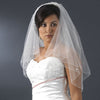 Double Tier Elbow & Fingertip Length Bridal Wedding Veil with Swarovski & Pearl Flower Accents & Pencil Edge 5000