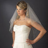 Double Tier Elbow & Fingertip Length Bridal Wedding Veil with Swarovski & Pearl Flower Accents & Pencil Edge 5000