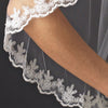 Single Layer Fingertip Length Bridal Wedding Veil with Scalloped Embroidered Edge 595