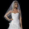 Single Layer Elbow Length w/ Scalloped Edge, crystals, bugle beads Bridal Wedding Veil 596 1E