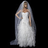 Single White Tier Cathedral Length Bridal Wedding Veil Accented in Flower Embroidery & Swarovski Crystals 67