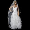 Single Layer Floral Embroidery Cathedral Length White Bridal Wedding Veil with Satin Ribbon Edge 882