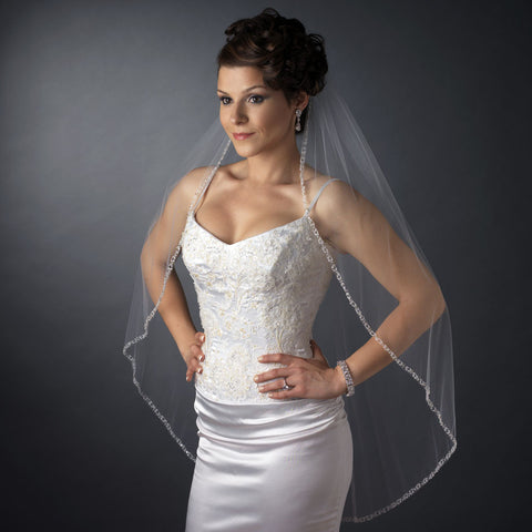 Bridal Wedding Single Layer Fingertip Length Bridal Wedding Veil 900 1F