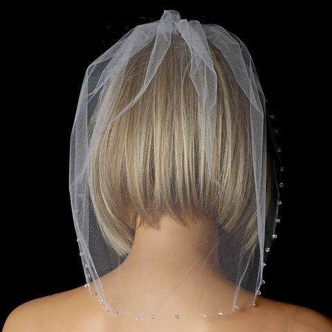 Single Layer Fine Birdcage Face Bridal Wedding Veil Blusher with Sparkling Crystal Edge 504