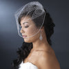 Single Layer Russian Birdcage Face Bridal Wedding Veil with Swarovski Rhinestone Edge & Attached Bridal Wedding Hair Comb 703