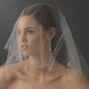 Single Layer Russian Blusher Bridal Wedding Veil with Scalloping Edge of Crystal Drops & Bugle Beads 705