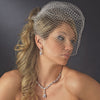 Sparkling Single Layer Russian Birdcage Face Bridal Wedding Veil with Attached Rhinestone Hair Comb 707