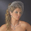 Sparkling Single Layer Russian Birdcage Face Bridal Wedding Veil with Attached Rhinestone Hair Comb 707