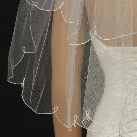 Bridal Wedding Veil 2006 - Fingertip Bridal Wedding Veil with Crystal Drop Accents (30" x 36" long)