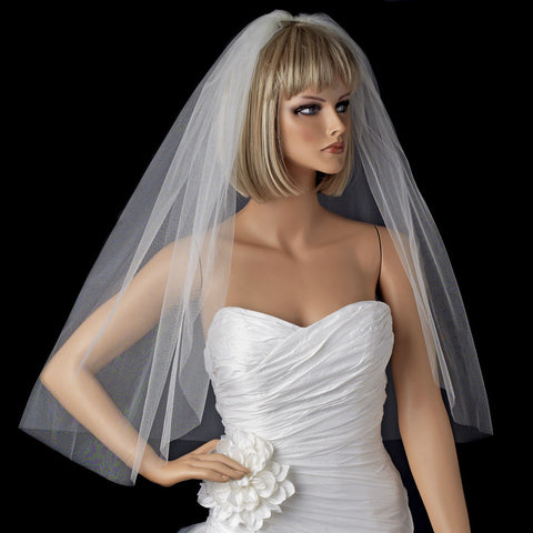 Lunss Pearl Scattered Shoulder Length Raw Cut Wedding Veil