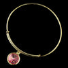Gold Pink Gemstone Bangle Pendant Bridal Wedding Bracelet