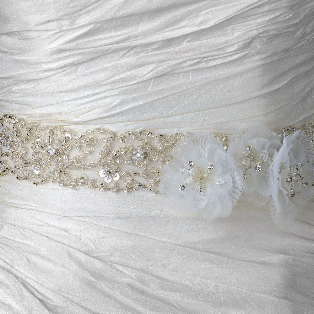 Ivory Lace Beaded Embroidered Applique Bridal Wedding Belt with Flowers 275 Ivory Ivory Lace Beaded Embroidered Applique Bridal Wedding Belt with Flowers 275 Ivory