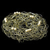 Bridal Wedding Bouquet Jewelry 925 Light Gold w/ Ivory Pearls Wire Collar