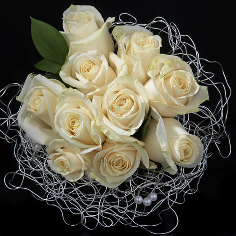Bridal Wedding Bouquet Jewelry 926 Silver w/ White Pearls Wire Collar