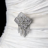 * Antique Silver Rhinestone Bridal Wedding Brooch 115