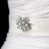 Antique Silver Diamond White Pearl and Rhinestone Bridal Wedding Brooch 118