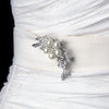 Antique Silver Pearl & Crystal Bridal Wedding Brooch 119