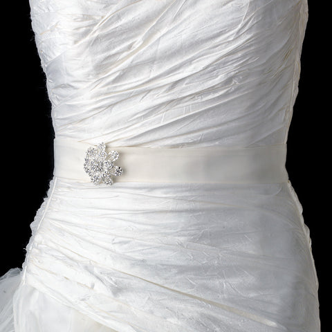 * Silver Clear Rhinestone Bridal Wedding Brooch 3167