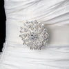 Beautiful Round Silver Rhinestone Bridal Wedding Brooch 3171