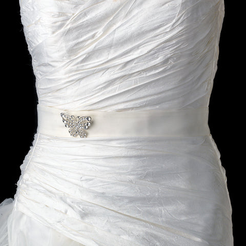 Silver Clear Rhinestone Butterfly Bridal Wedding Brooch 3178
