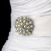 Silver Diamond White Pearl Rhinestone Bridal Wedding Brooch 31