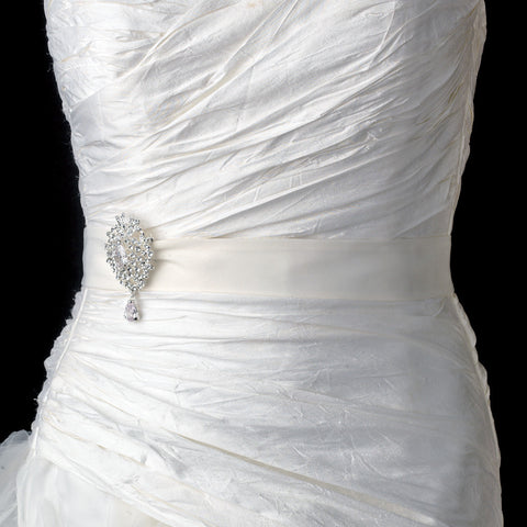 Silver Swarovski Crystal Dangle Bridal Wedding Brooch 3438