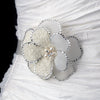 Stunning Modern Unique Flower Bridal Wedding Hair Clip / Bridal Wedding Brooch 41 Adorn in Rhinestones Silver Ivory