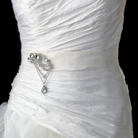* Stunning Antique Silver Rhinestone Vintage Swirl Flair Bridal Wedding Brooch Pin - Bridal Wedding Brooch 45