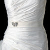 Antique Silver Clear Rhinestone Bow Pin Bridal Wedding Brooch 51