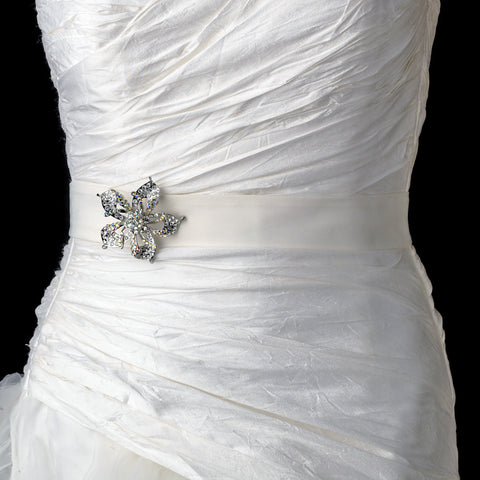 * Bridal Wedding Brooch 52 Silver Clear AB Flower