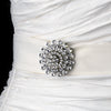 * Striking Antique Silver Clear Crystal Bridal Wedding Brooch 59