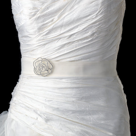 Silver Rhinestone Flower Bridal Wedding Brooch 6025