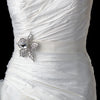 * Antique Silver Clear Light Pink Rhinestone Bridal Wedding Brooch 82