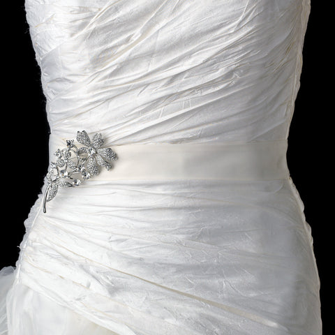 Silver Clear Flower Bridal Wedding Brooch 85